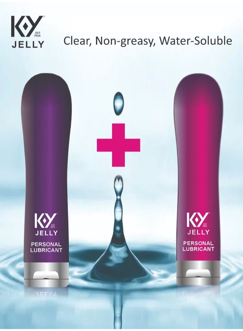 K-Y Jelly Smooth Glide Lubricant – Safe, Water-Based, Easy Clean, Non-Greasy Gel Purple Plus Red Combo Pack